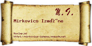 Mirkovics Izméne névjegykártya